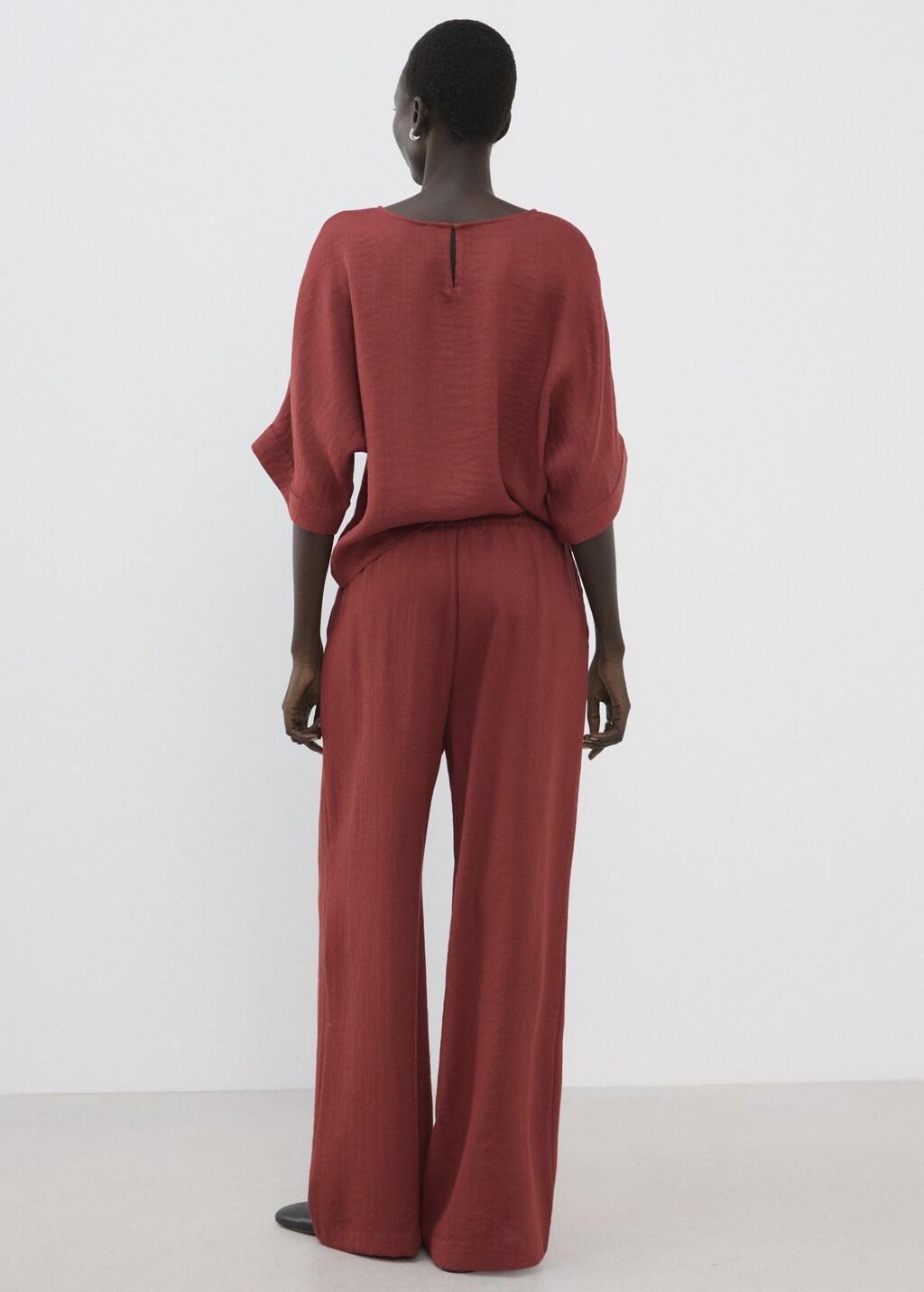 Red High-Waist Palazzo Trousers, Red, medium