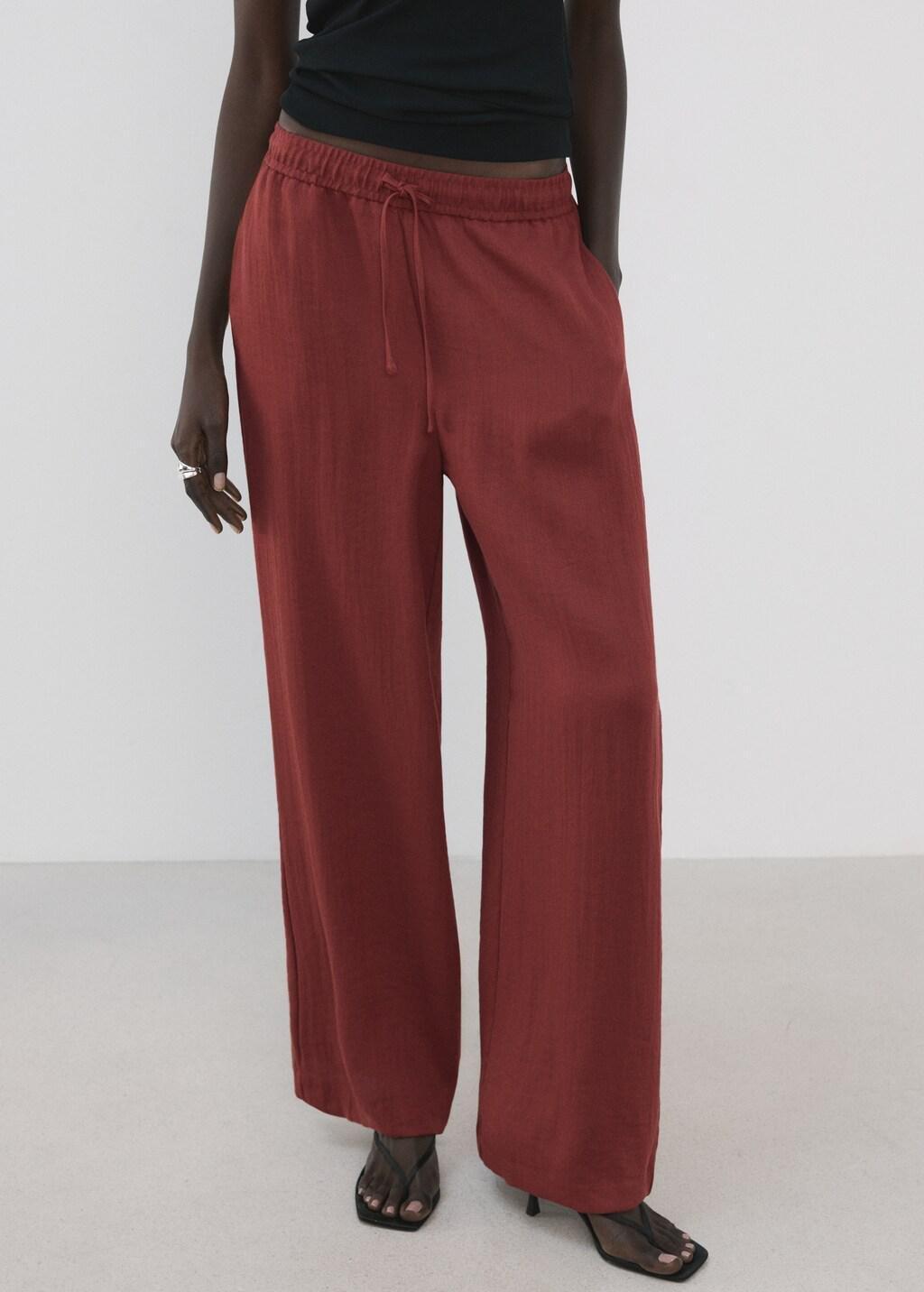 Red High-Waist Palazzo Trousers, Red, large image number 3