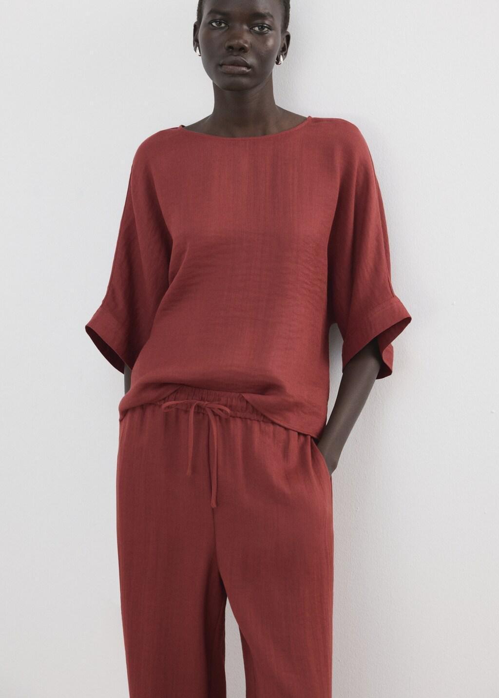 Red High-Waist Palazzo Trousers, Red, large image number 4