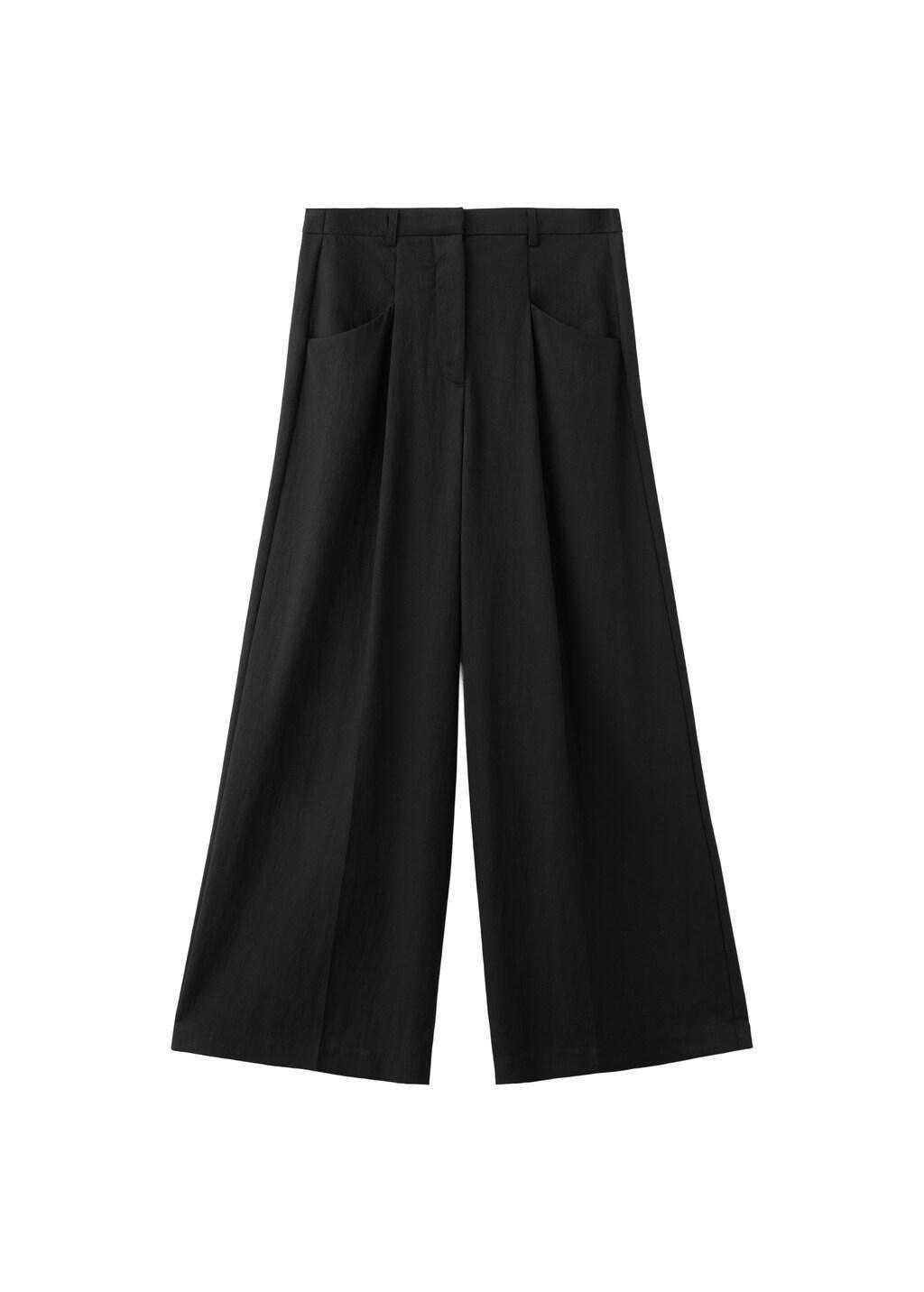 Black Straight-Fit Lyocell Trousers, Black, large image number 6
