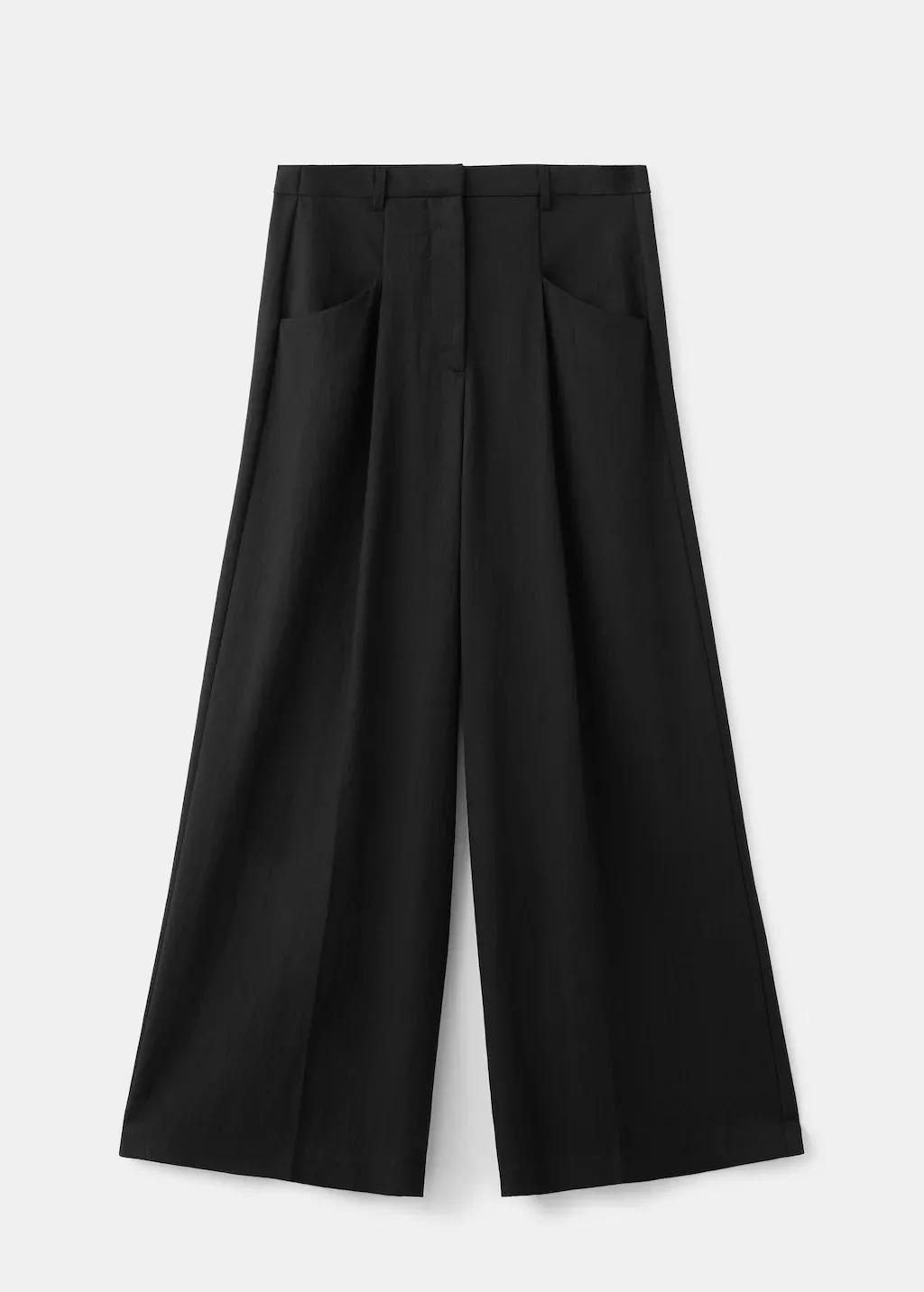 Black Straight-Fit Lyocell Trousers, Black, large image number 7