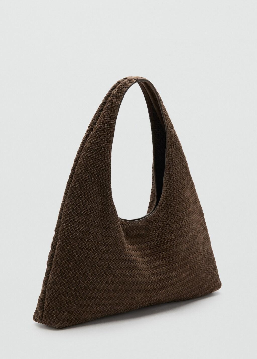 Brown Medium Braided Leather Shoulder Bag, 0201_30, large image number 1