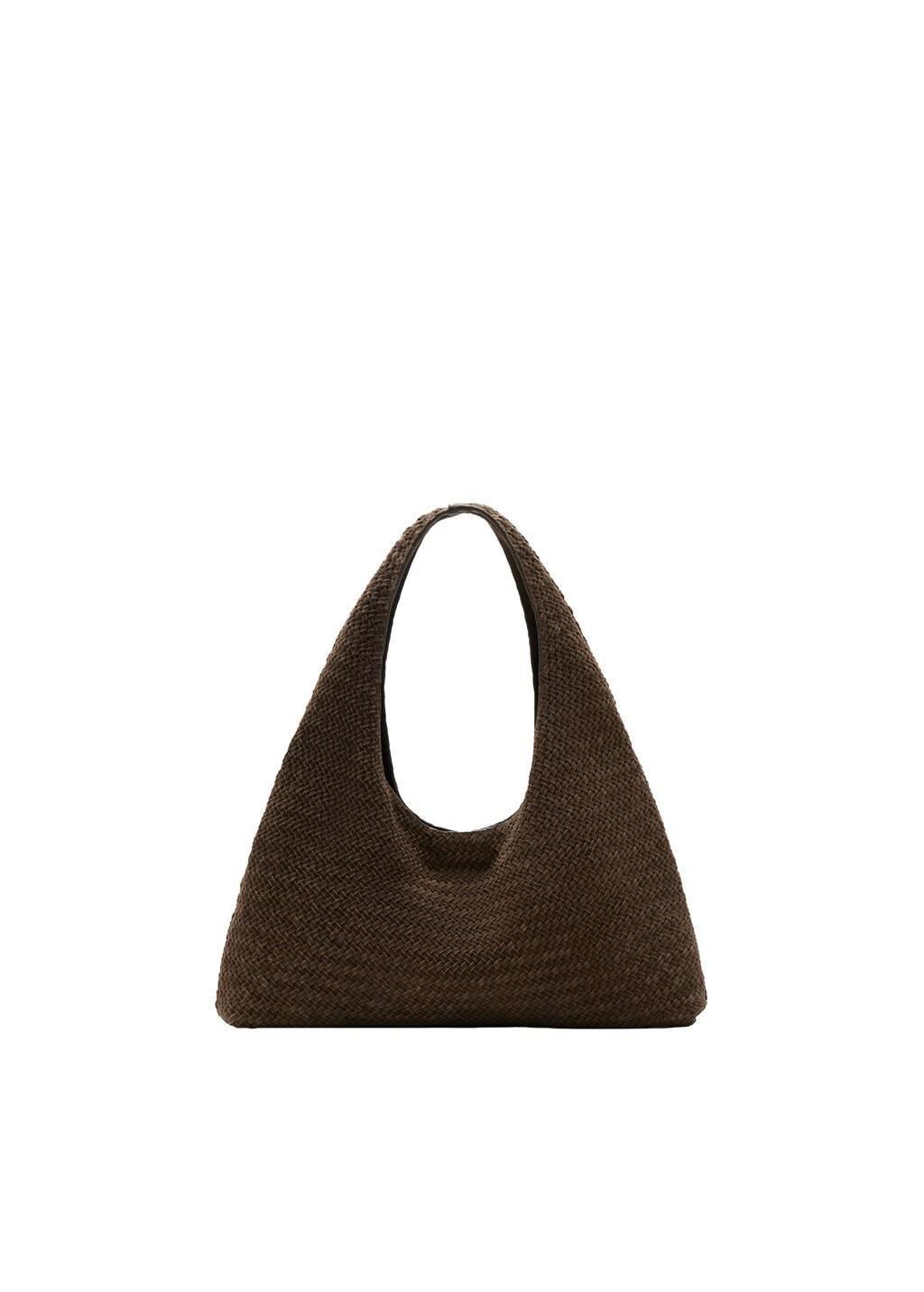 Brown Medium Braided Leather Shoulder Bag, 0201_30, large image number 4