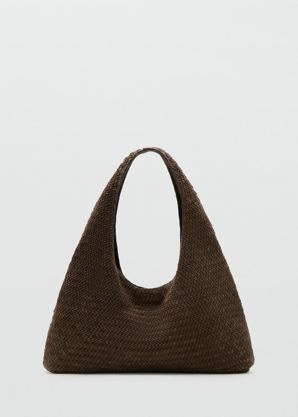 Brown Medium Braided Leather Shoulder Bag, 0201_30, large image number 5