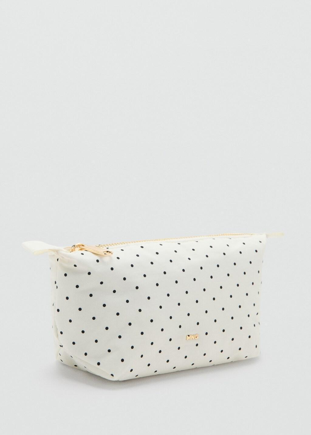 White Medium Polka Dot Toiletry Bag, Natural White, medium
