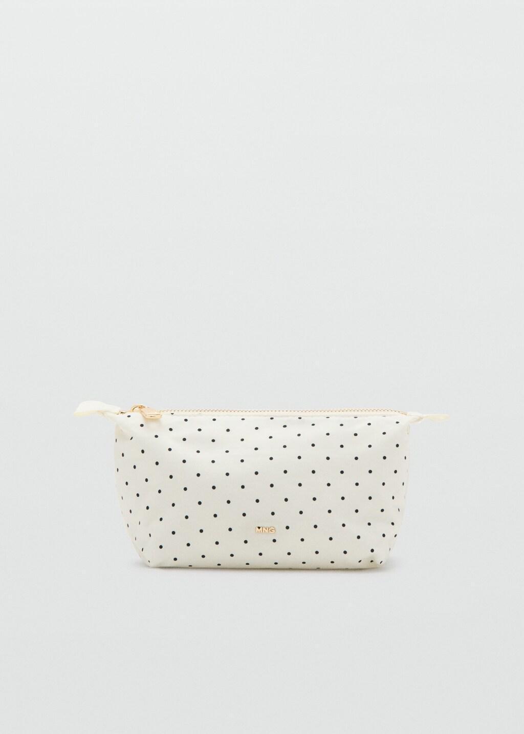 White Medium Polka Dot Toiletry Bag, Natural White, large image number 3