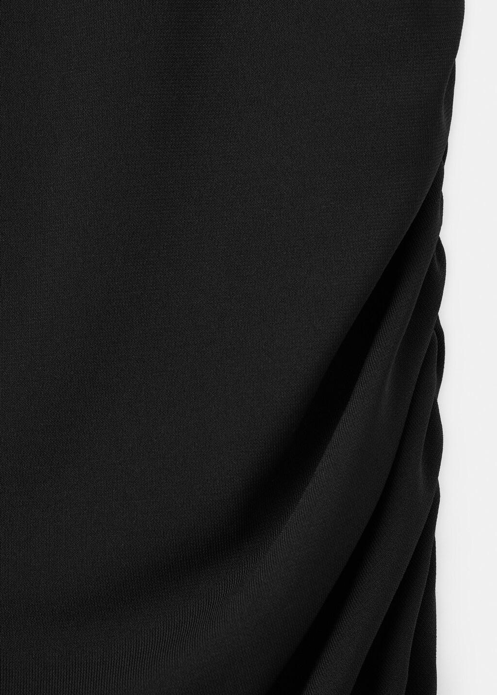 Black Asymmetric Cape Long Dress, Black, large image number 5