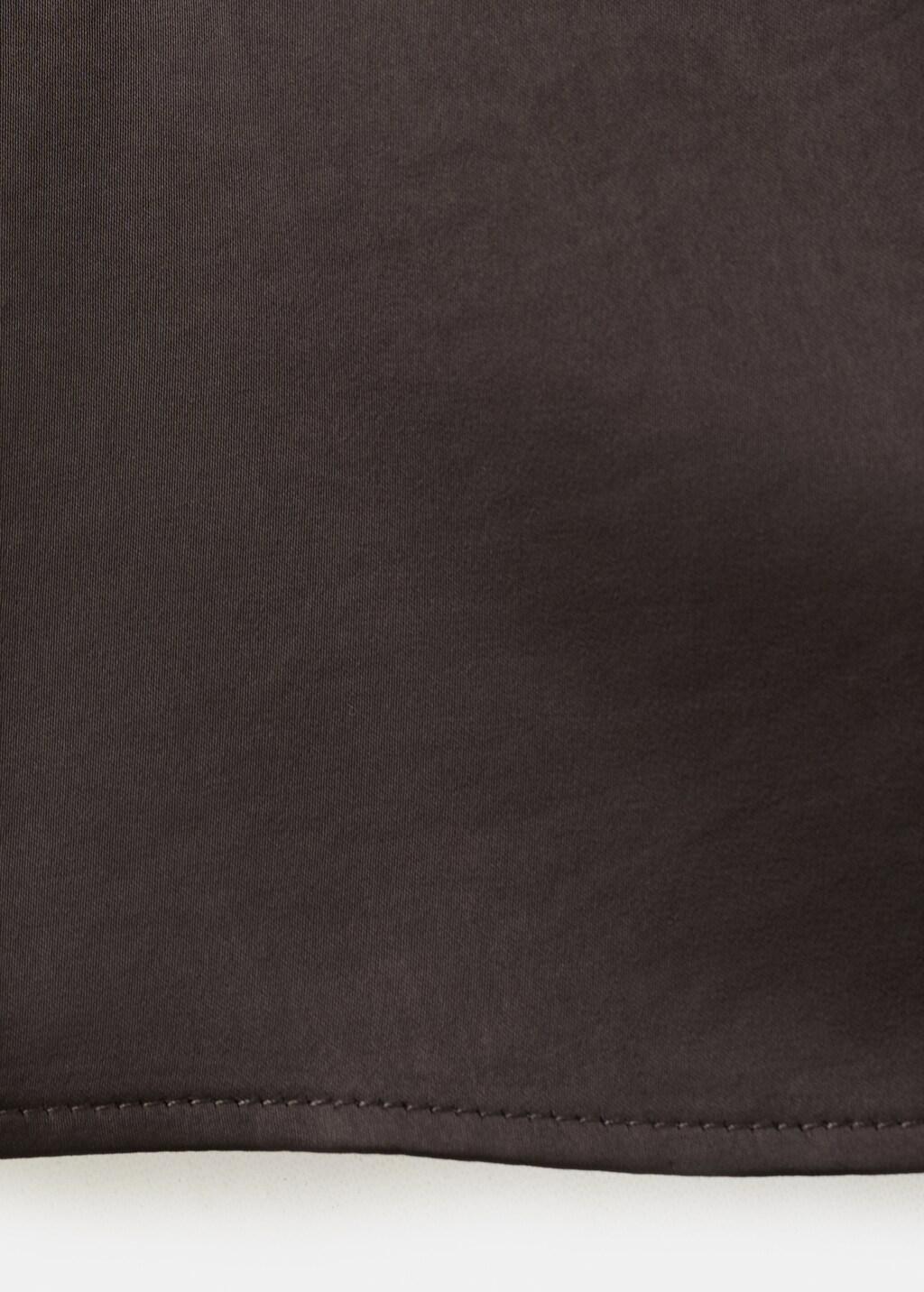 Brown High Collar Satin Blouse, Dark Brown, large image number 5