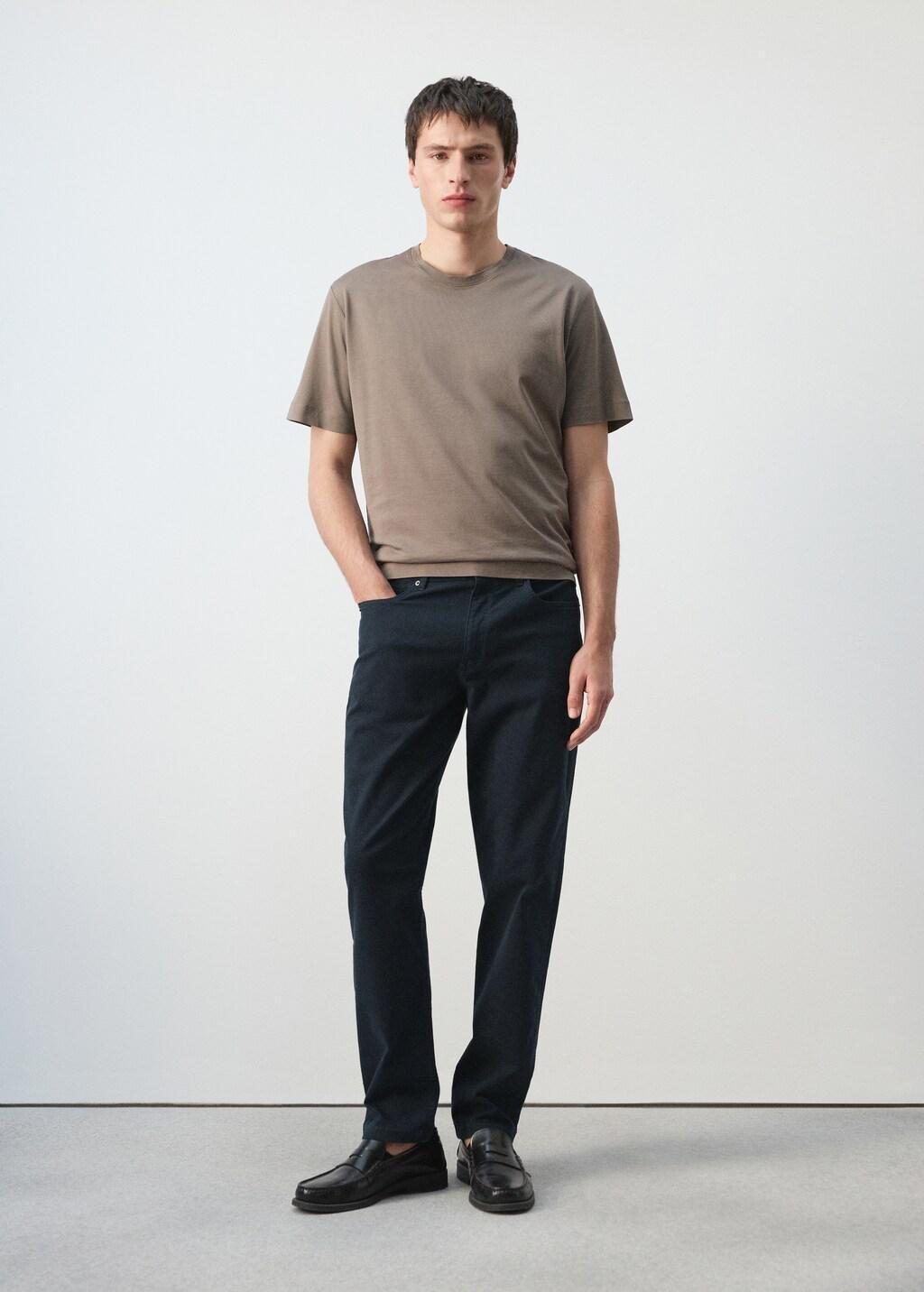 Blue Regular-Fit Cotton Trousers, Navy, large image number 0