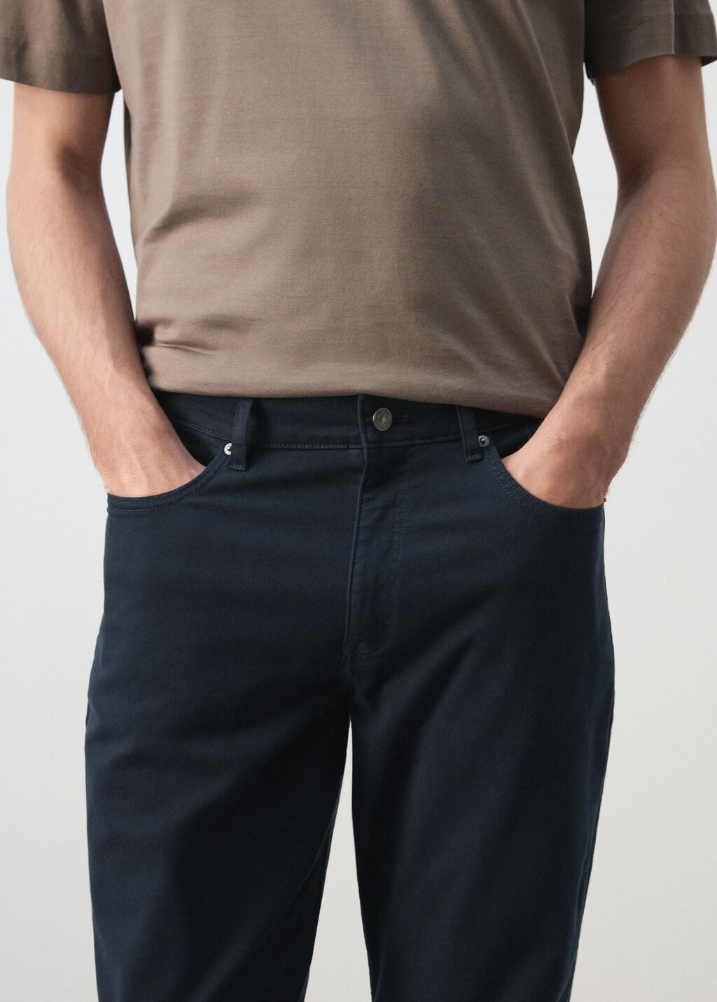 Blue Regular-Fit Cotton Trousers, Navy, large image number 4