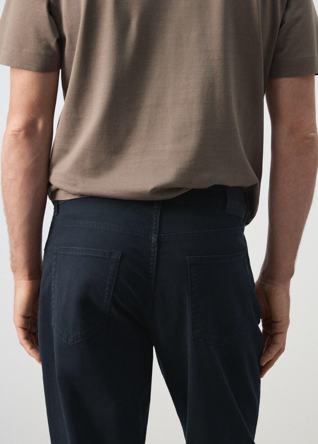 Blue Regular-Fit Cotton Trousers, Navy, large image number 6