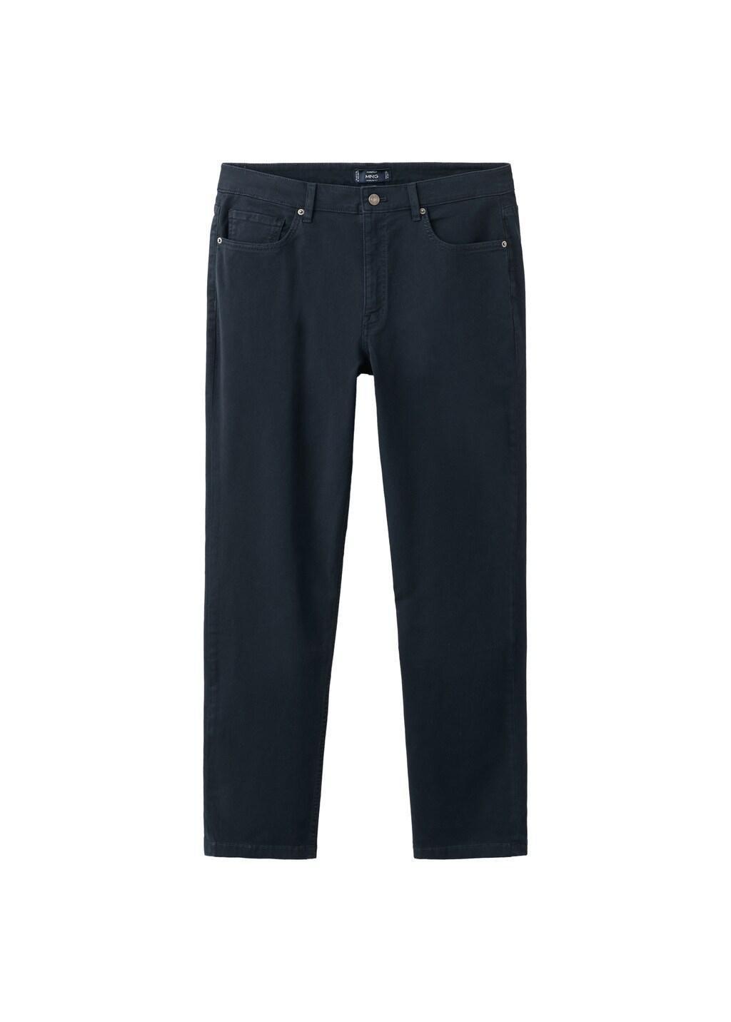 Blue Regular-Fit Cotton Trousers, Navy, large image number 7