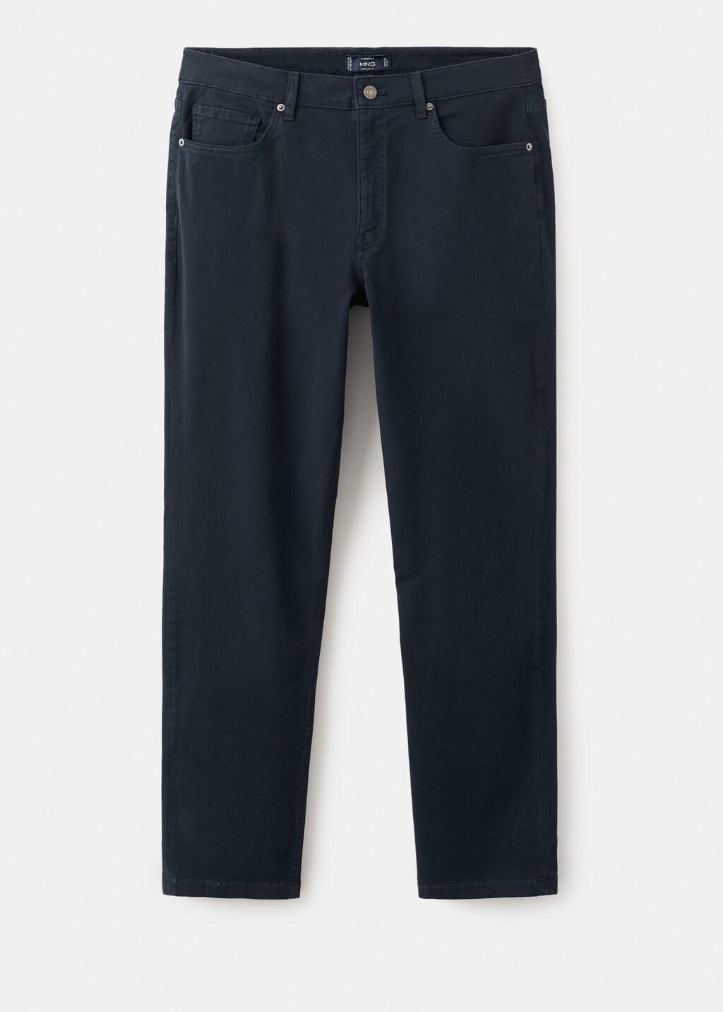 Blue Regular-Fit Cotton Trousers, Navy, large image number 8