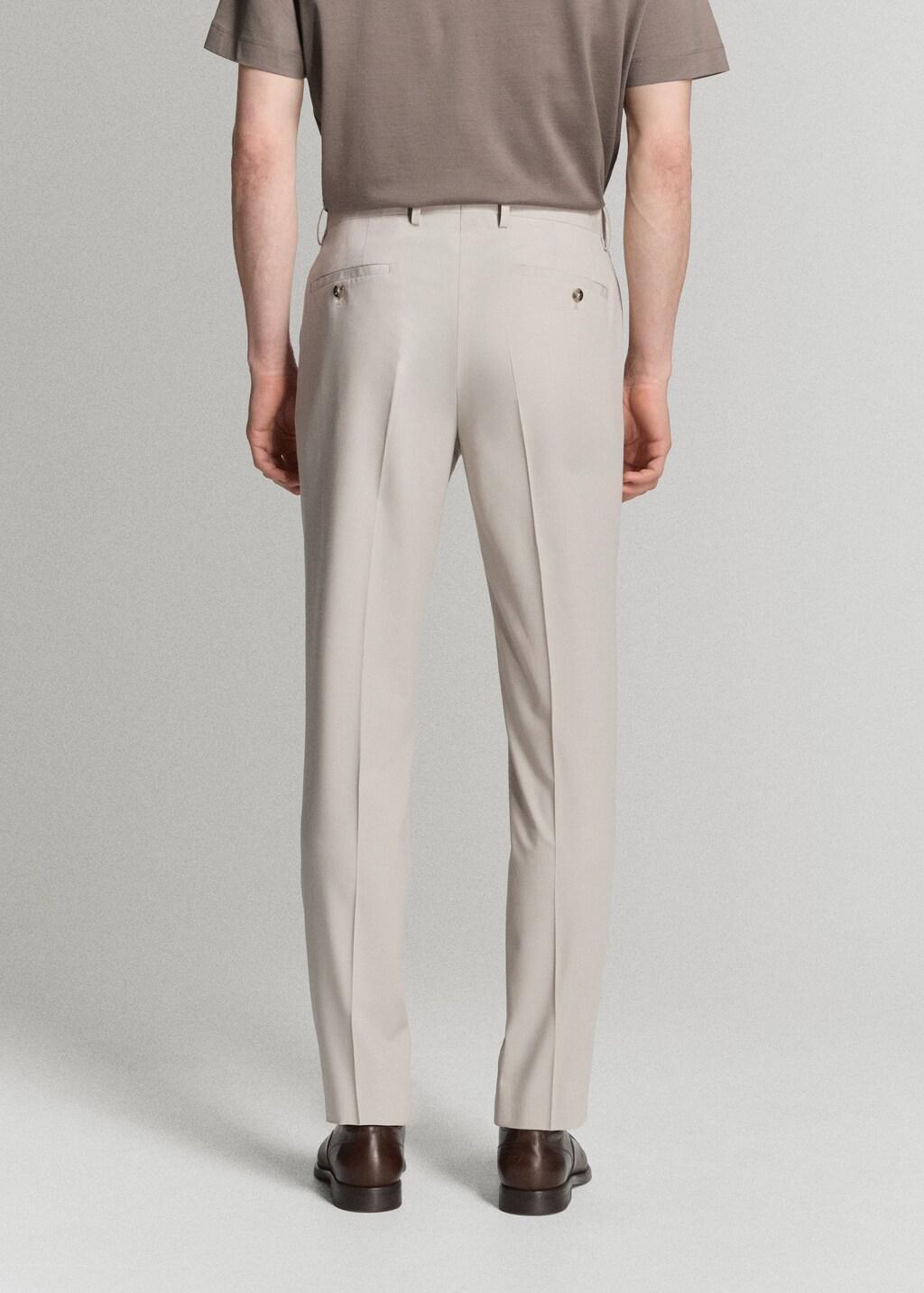 Beige Stretch Fabric Super Slim-Fit Suit Trousers, Light Beige, large image number 2