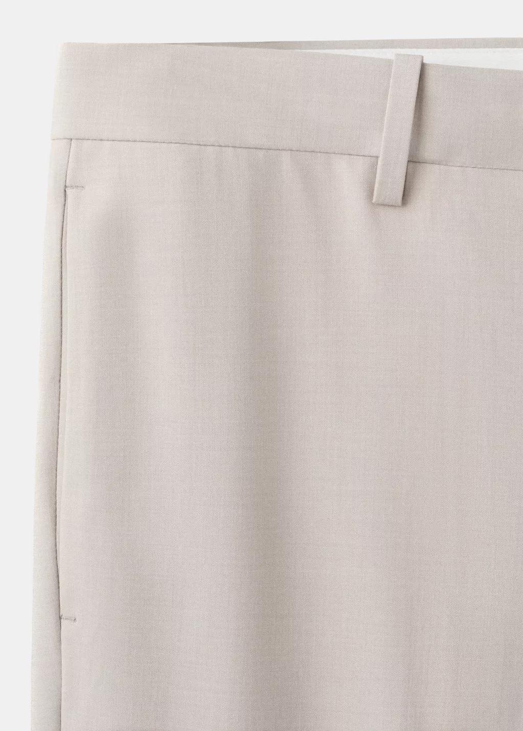 Beige Stretch Fabric Super Slim-Fit Suit Trousers, Light Beige, large image number 5