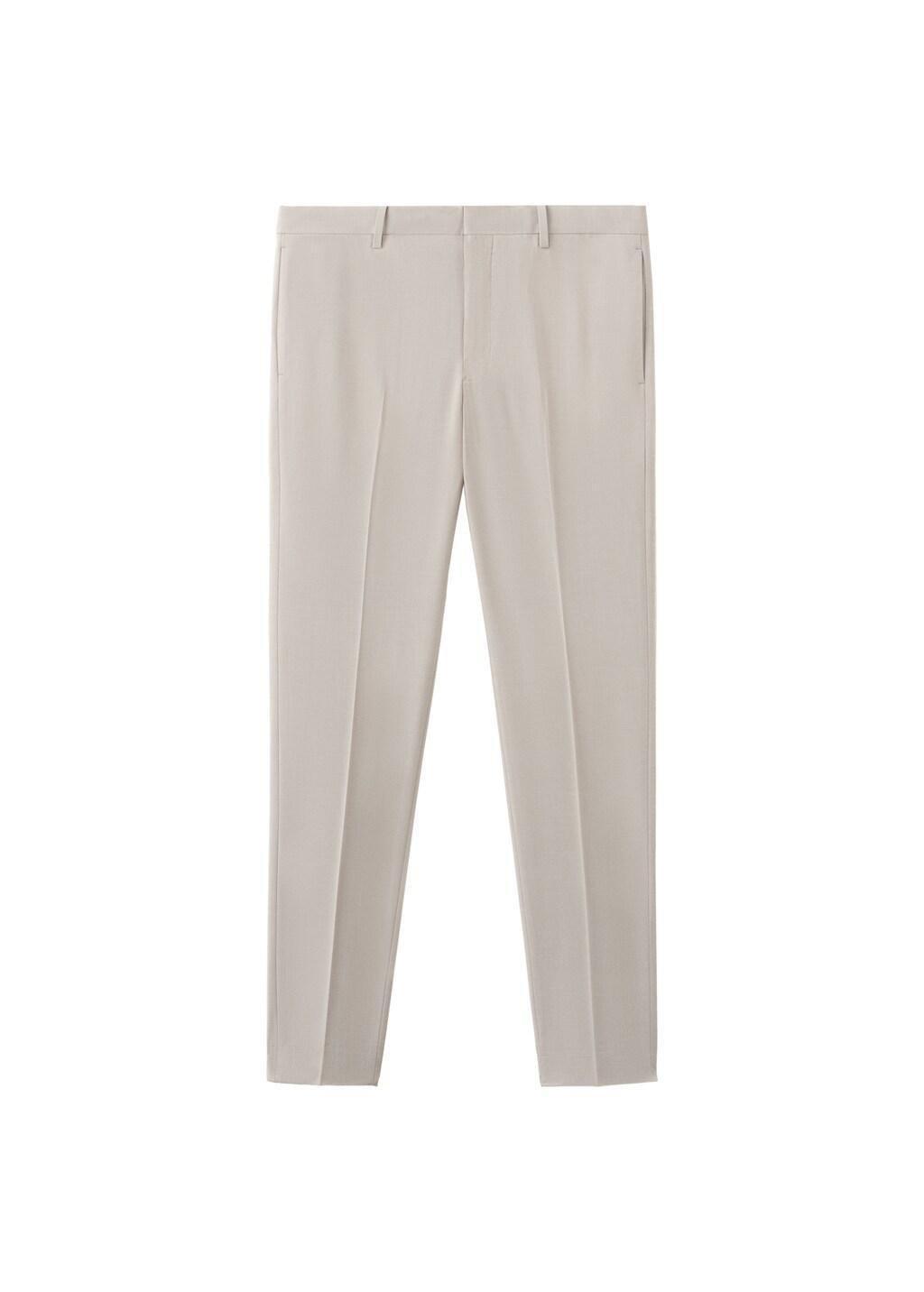 Beige Stretch Fabric Super Slim-Fit Suit Trousers, Light Beige, large image number 7