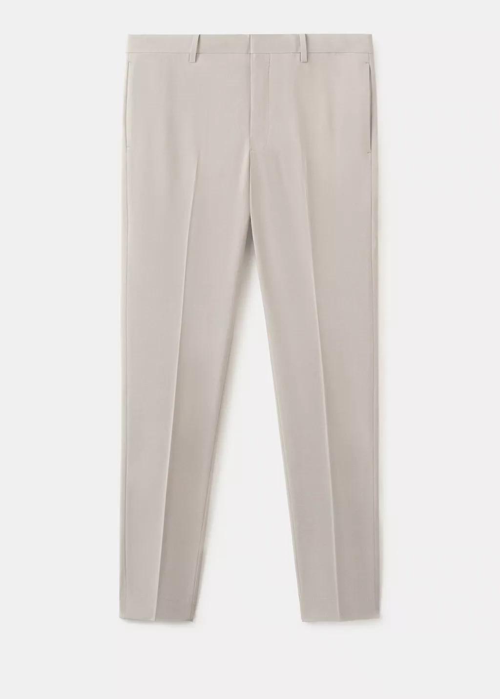 Beige Stretch Fabric Super Slim-Fit Suit Trousers, Light Beige, large image number 8