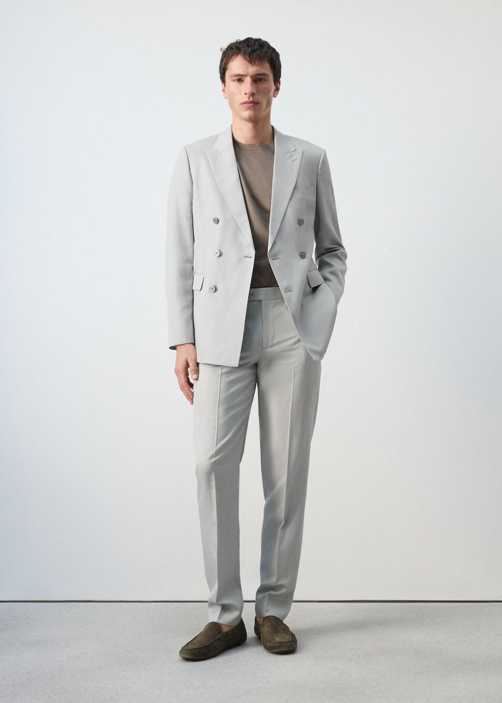 Blue Amalfi Slim Fit Double-Breasted Blazer, Light-Pastel Blue, large image number 0