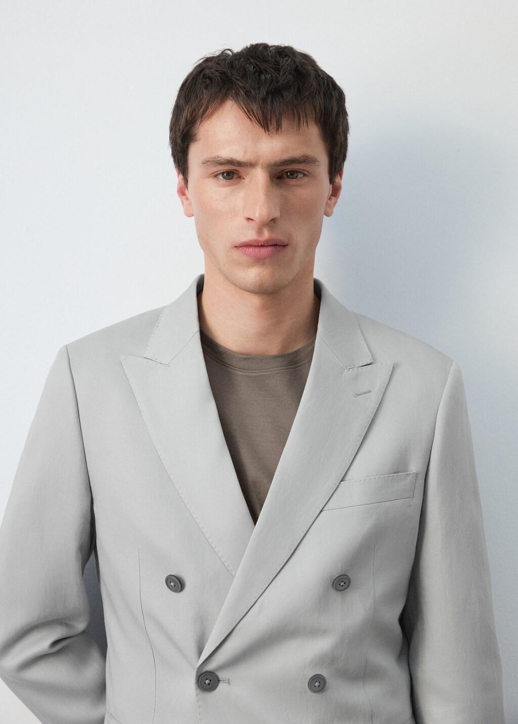 Blue Amalfi Slim Fit Double-Breasted Blazer, Light-Pastel Blue, large image number 4