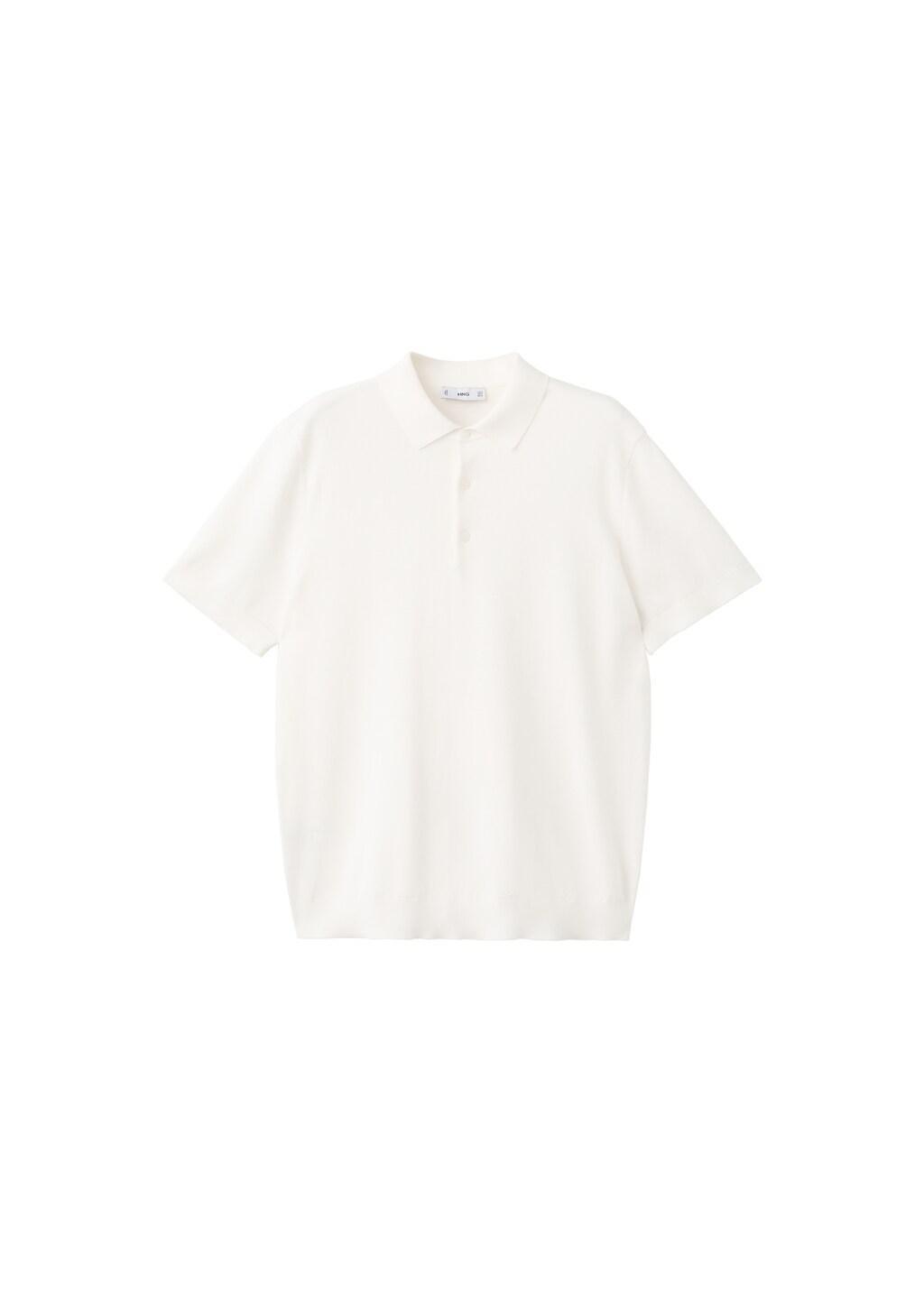 White 100% Cotton Fine-Knit Polo Shirt, Natural White, large image number 6