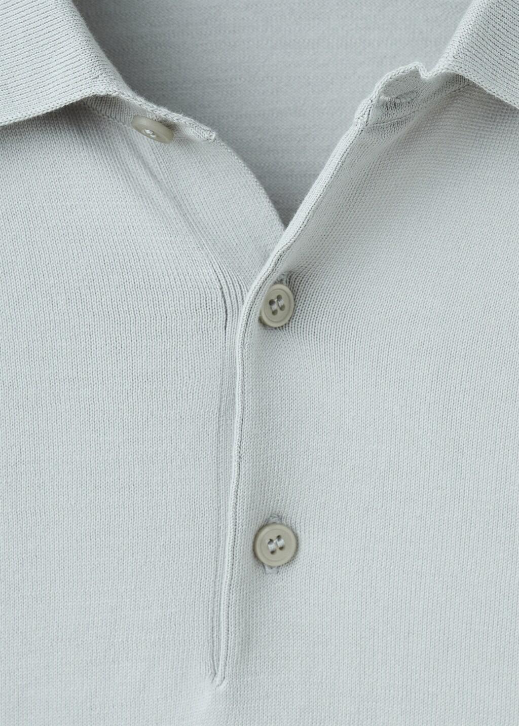 White 100% Cotton Fine-Knit Polo Shirt, Natural White, medium