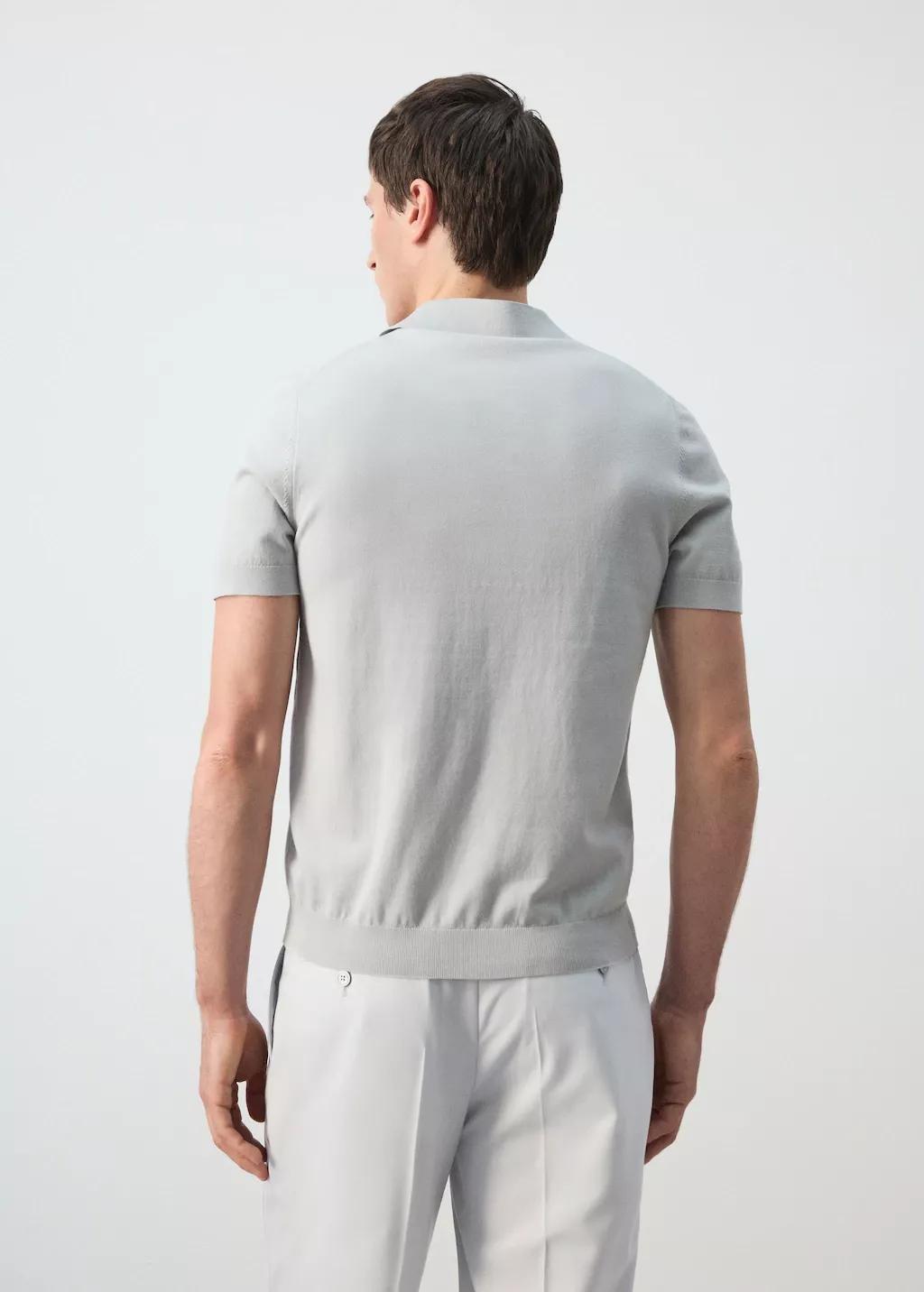 White 100% Cotton Fine-Knit Polo Shirt, Natural White, large image number 2