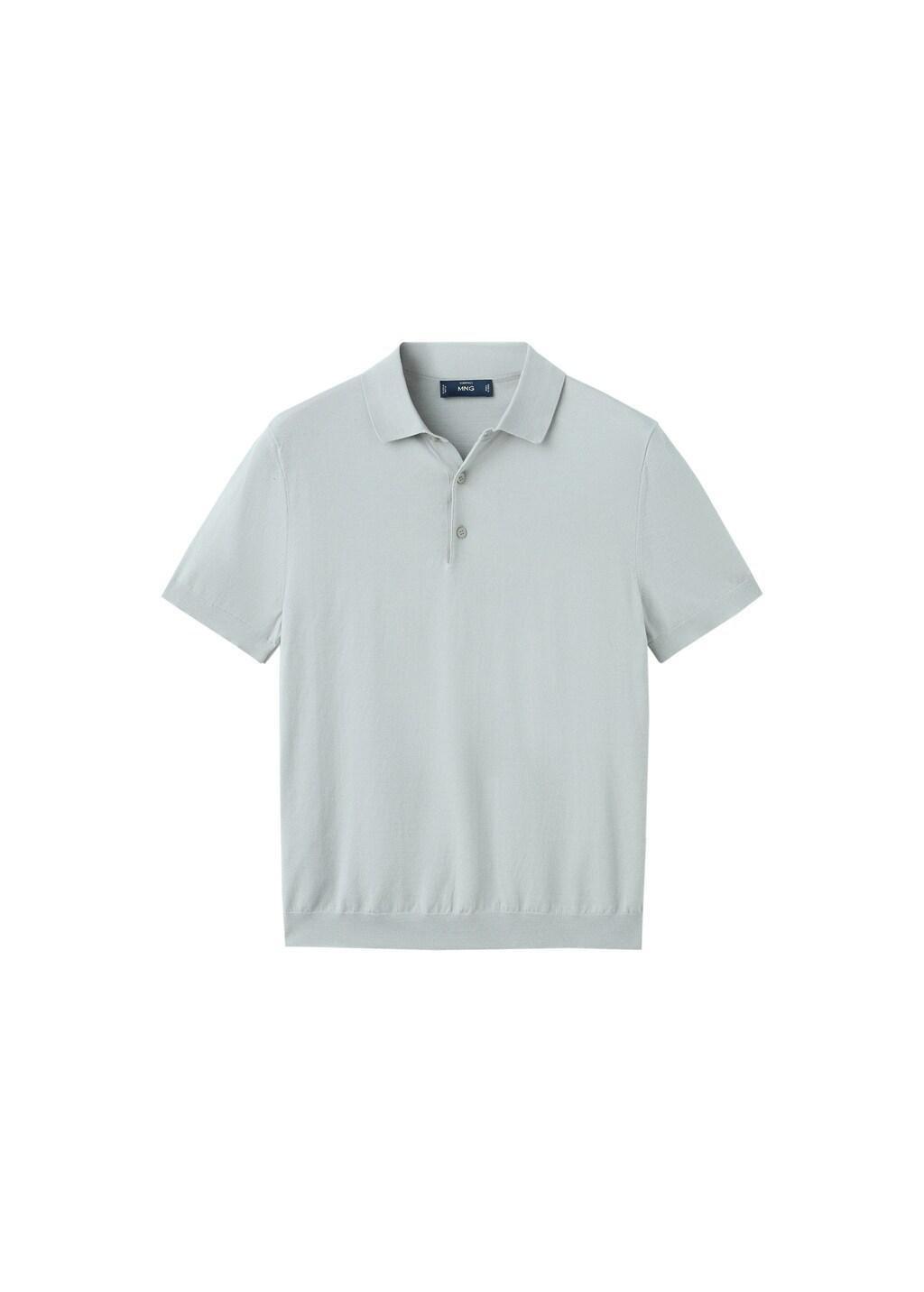 White 100% Cotton Fine-Knit Polo Shirt, Natural White, large image number 7