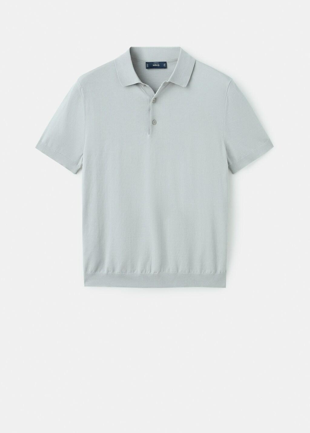 White 100% Cotton Fine-Knit Polo Shirt, Natural White, large image number 8