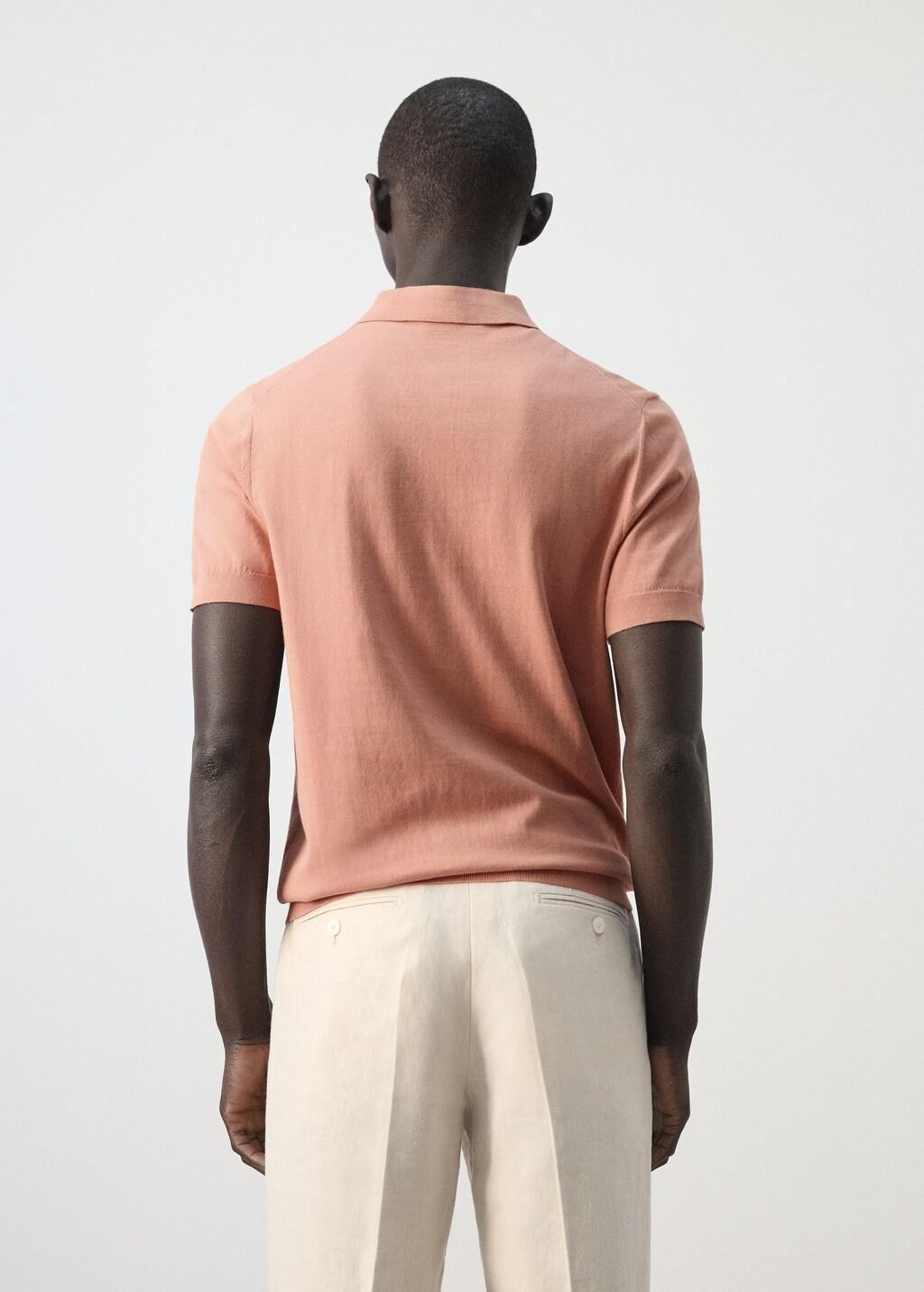 Orange Lt Pastel 100% Cotton Fine-Knit Polo Shirt, Light-Pastel Orange, medium