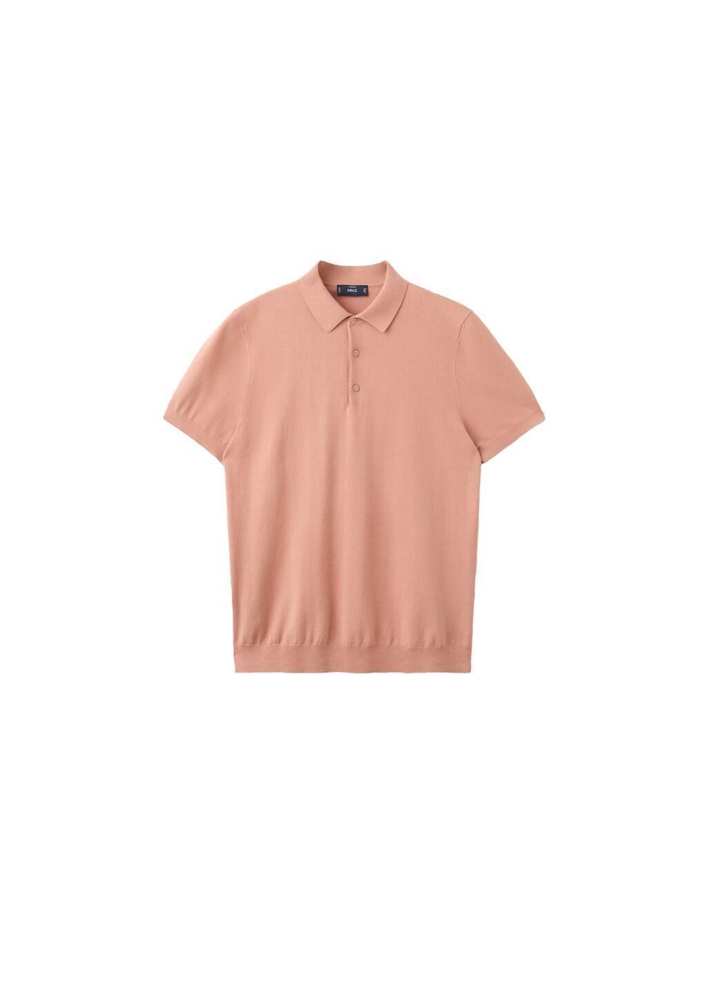 Orange Lt Pastel 100% Cotton Fine-Knit Polo Shirt, Light-Pastel Orange, large image number 7