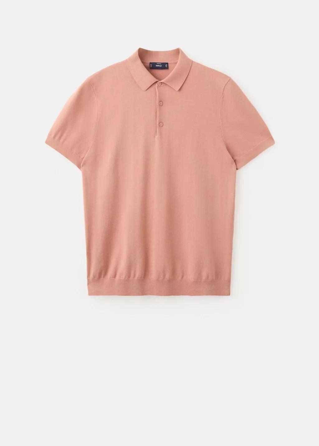 Orange Lt Pastel 100% Cotton Fine-Knit Polo Shirt, Light-Pastel Orange, large image number 8