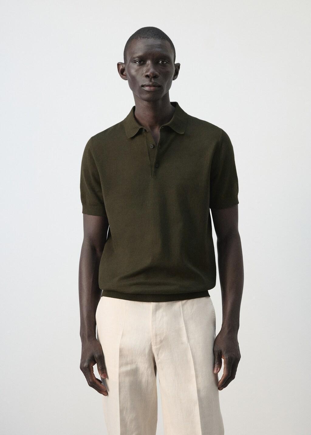 Brown 100% Cotton Fine-Knit Polo Shirt, Dark Brown, large image number 3