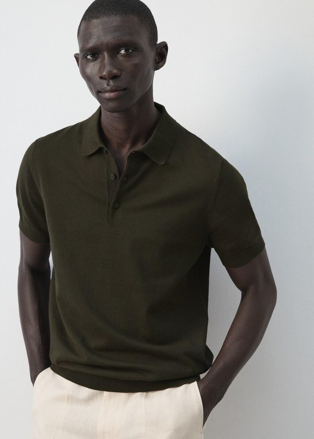 Brown 100% Cotton Fine-Knit Polo Shirt, Dark Brown, large image number 4