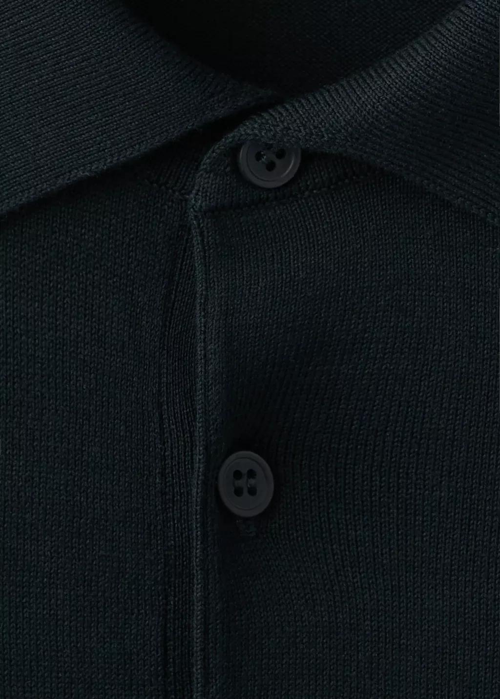 Blue 100% Cotton Fine-Knit Polo Shirt, Dark Blue, medium