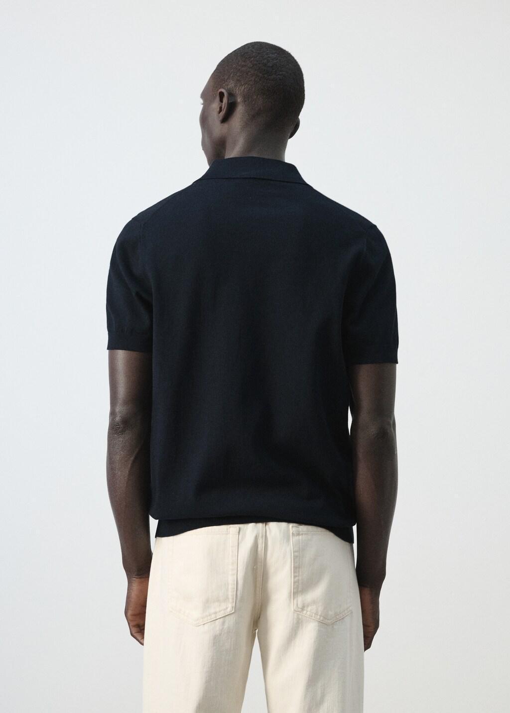 Blue 100% Cotton Fine-Knit Polo Shirt, Dark Blue, large image number 2