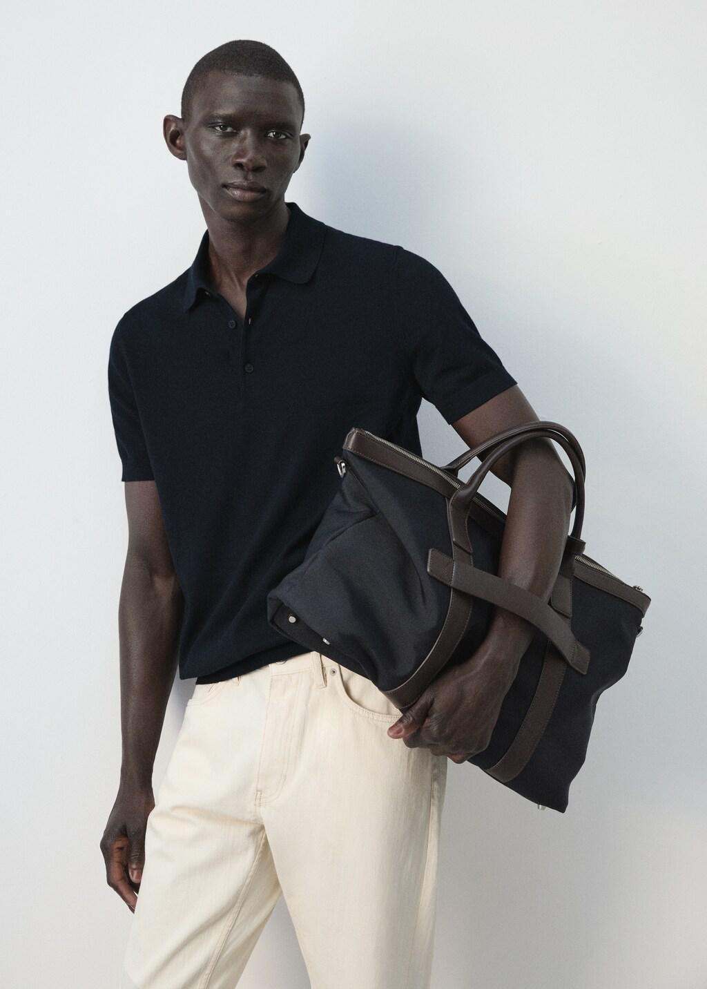 Blue 100% Cotton Fine-Knit Polo Shirt, Dark Blue, large image number 6