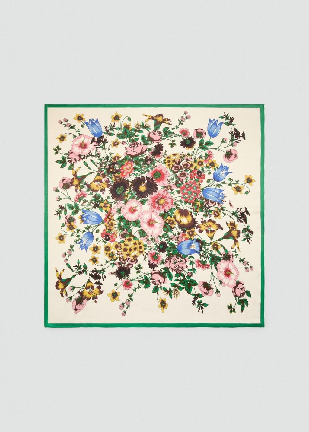 Green Floral Satin Scarf, Green, large image number 3