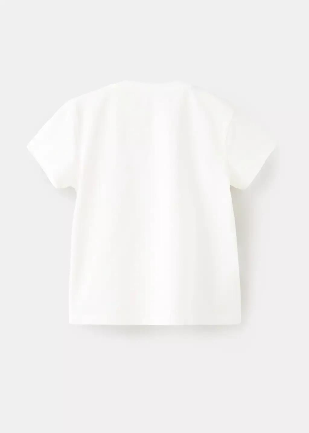 White Text Cotton T-Shirt, Kids Girl, Natural White, large image number 1
