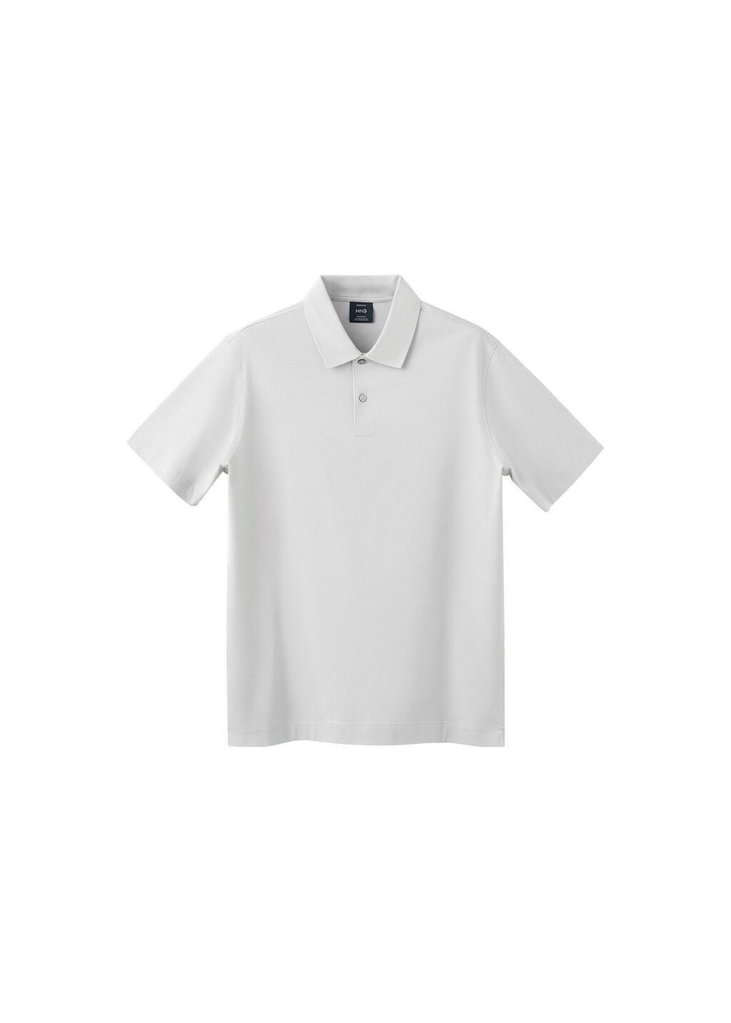 White 100% Cotton Fine-Knit Polo Shirt, Natural White, large image number 7