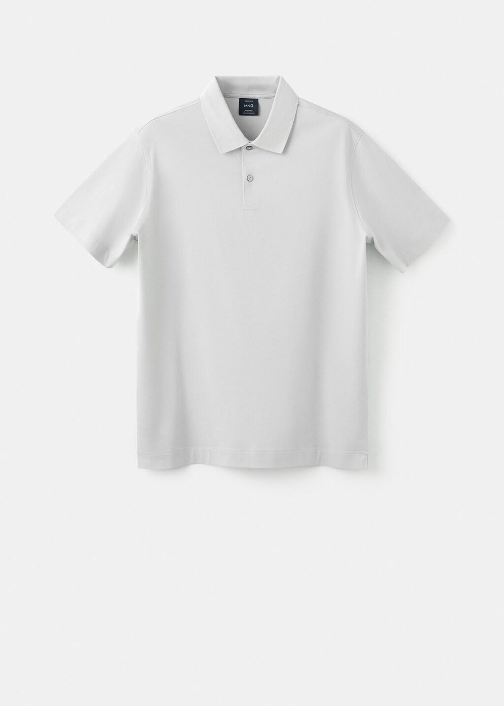 White 100% Cotton Fine-Knit Polo Shirt, Natural White, large image number 8