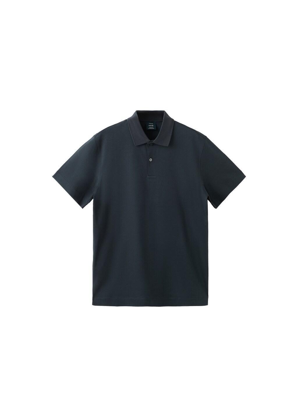 Navy 100% Cotton Fine-Knit Polo Shirt, Navy, large image number 6