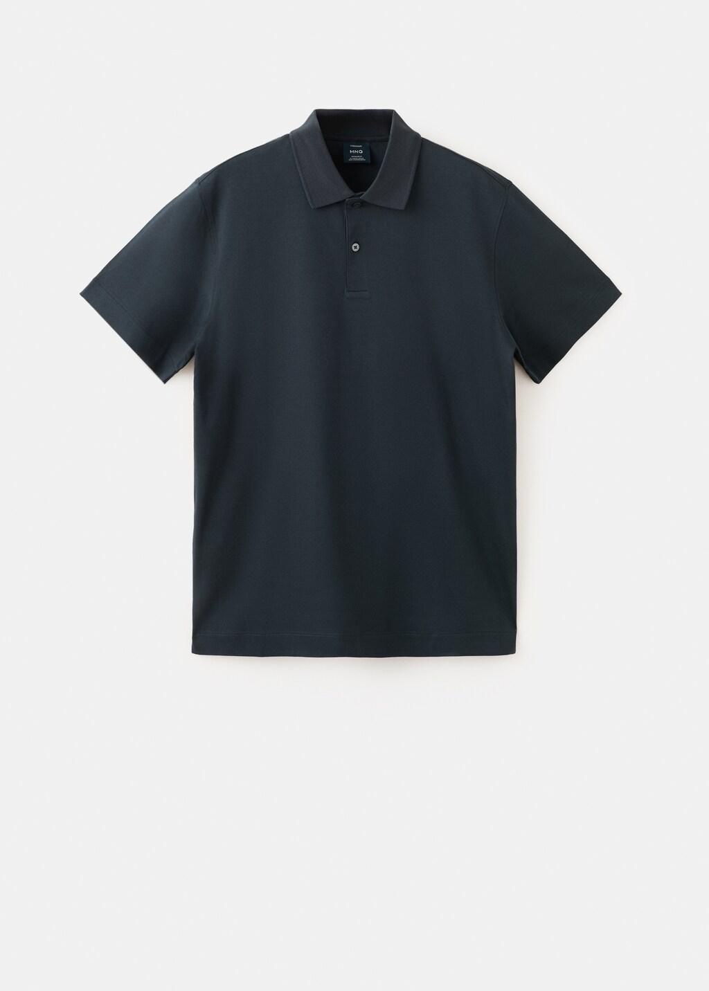 Navy 100% Cotton Fine-Knit Polo Shirt, Navy, large image number 7