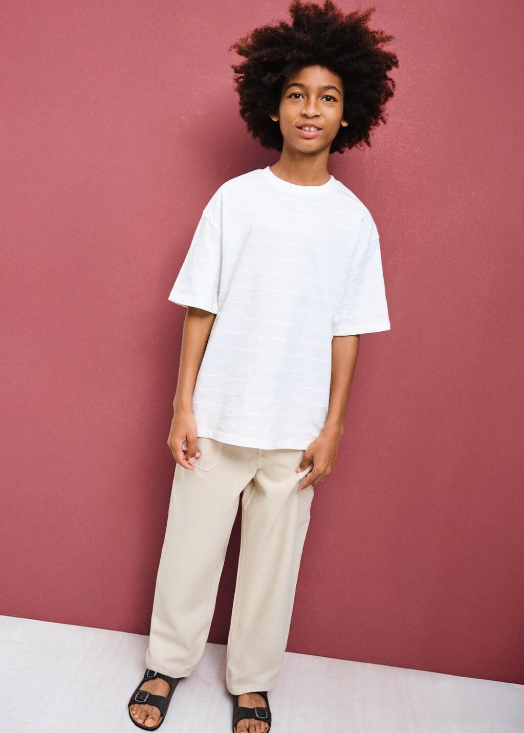 White Cotton T-Shirt, Kids Boy, White, large image number 0