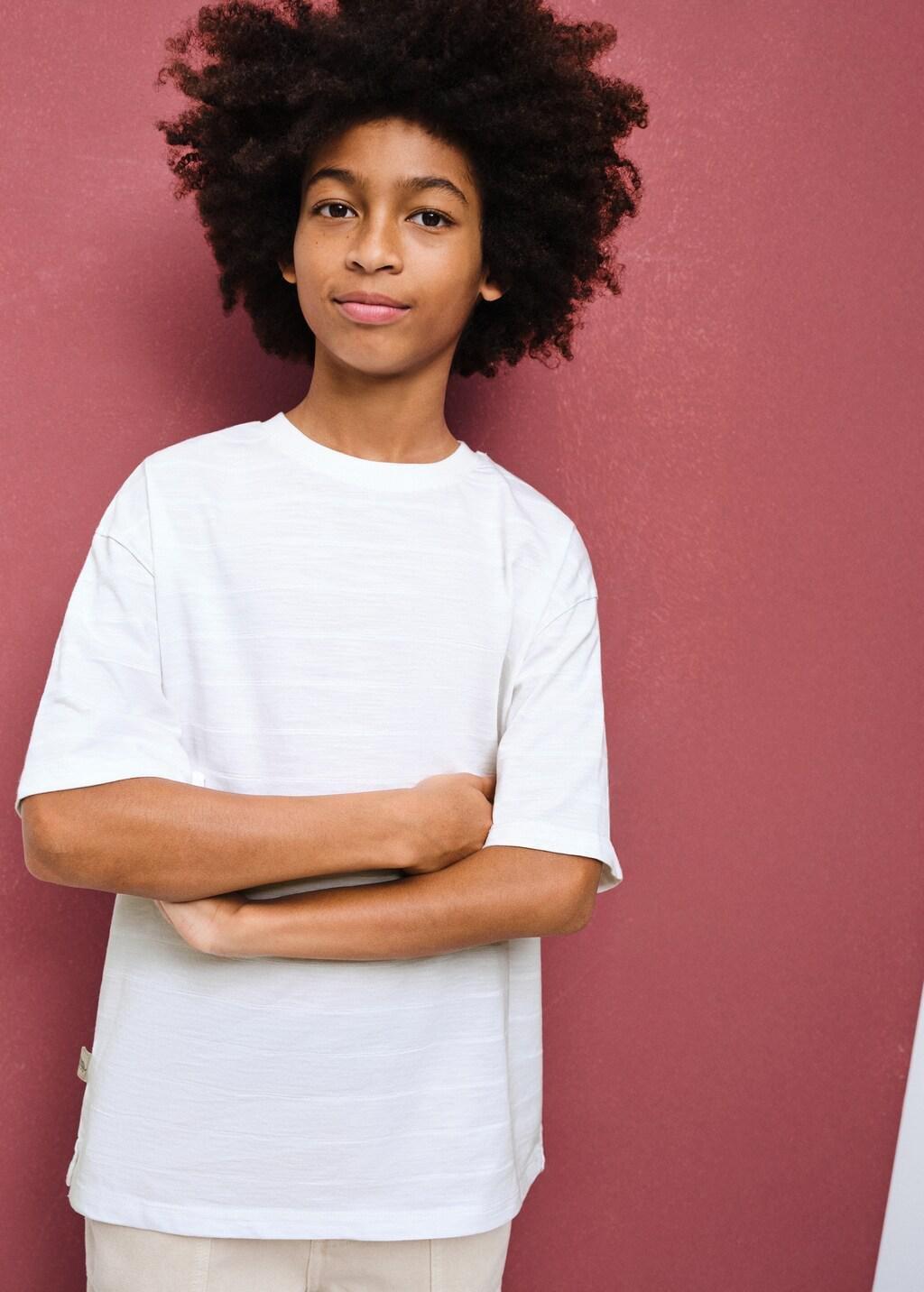 White Cotton T-Shirt, Kids Boy, White, large image number 3