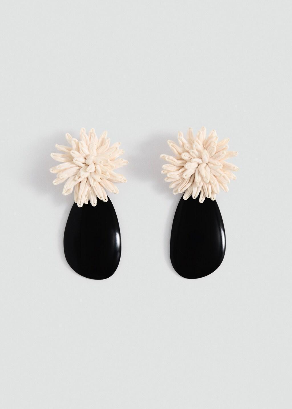 Beige Resin Flower Earrings, 0201_08, large image number 3