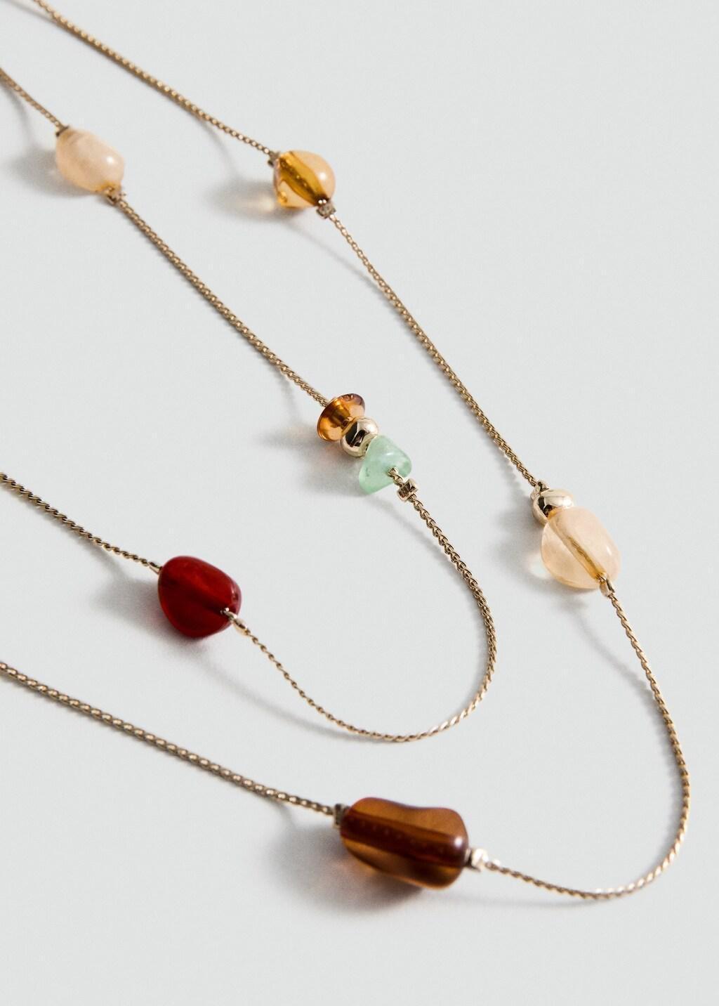 Gold Mixed Bead Necklace, Gold, medium