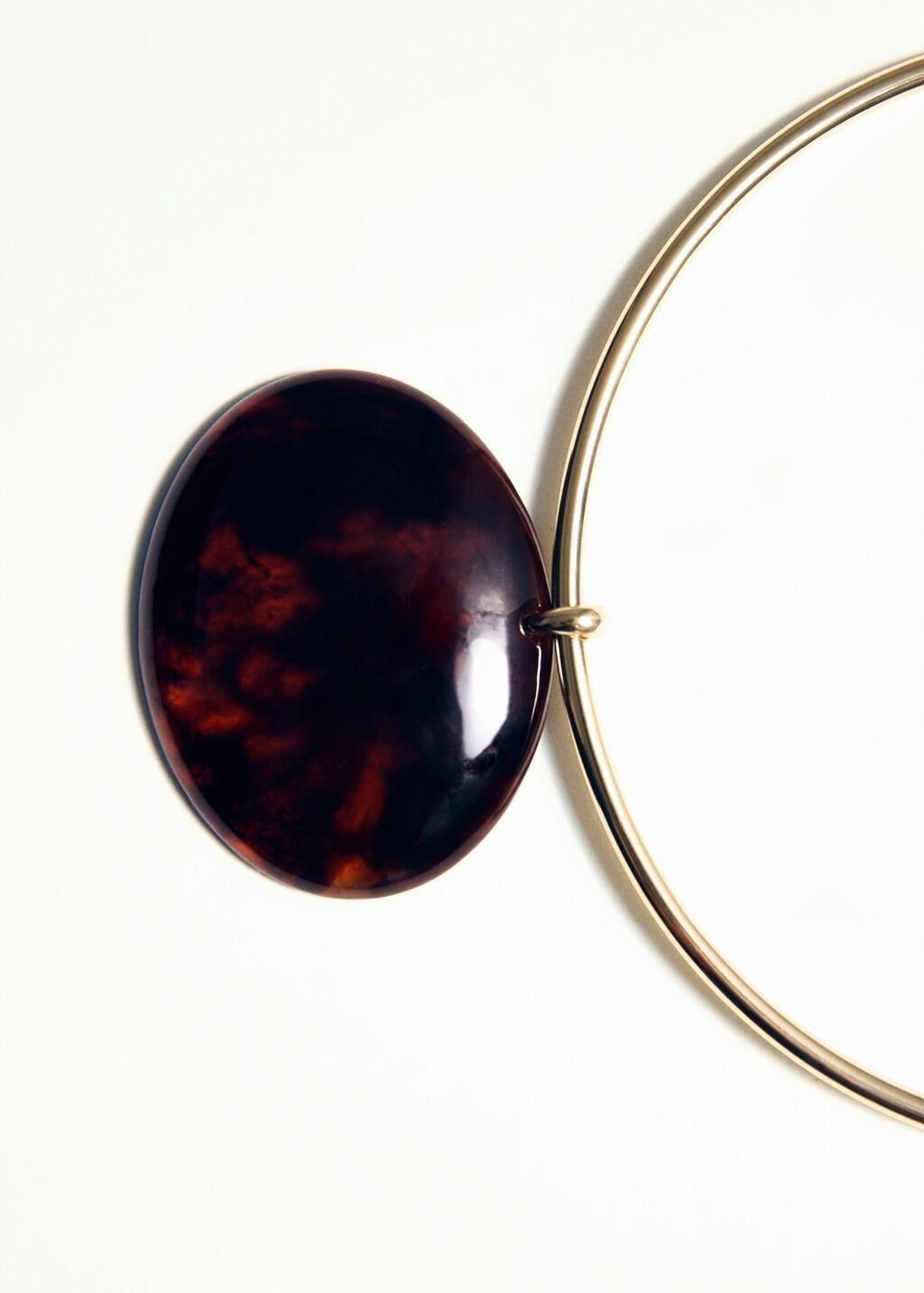 Gold Rigid Collar With Circular Beading, Gold, large image number 2