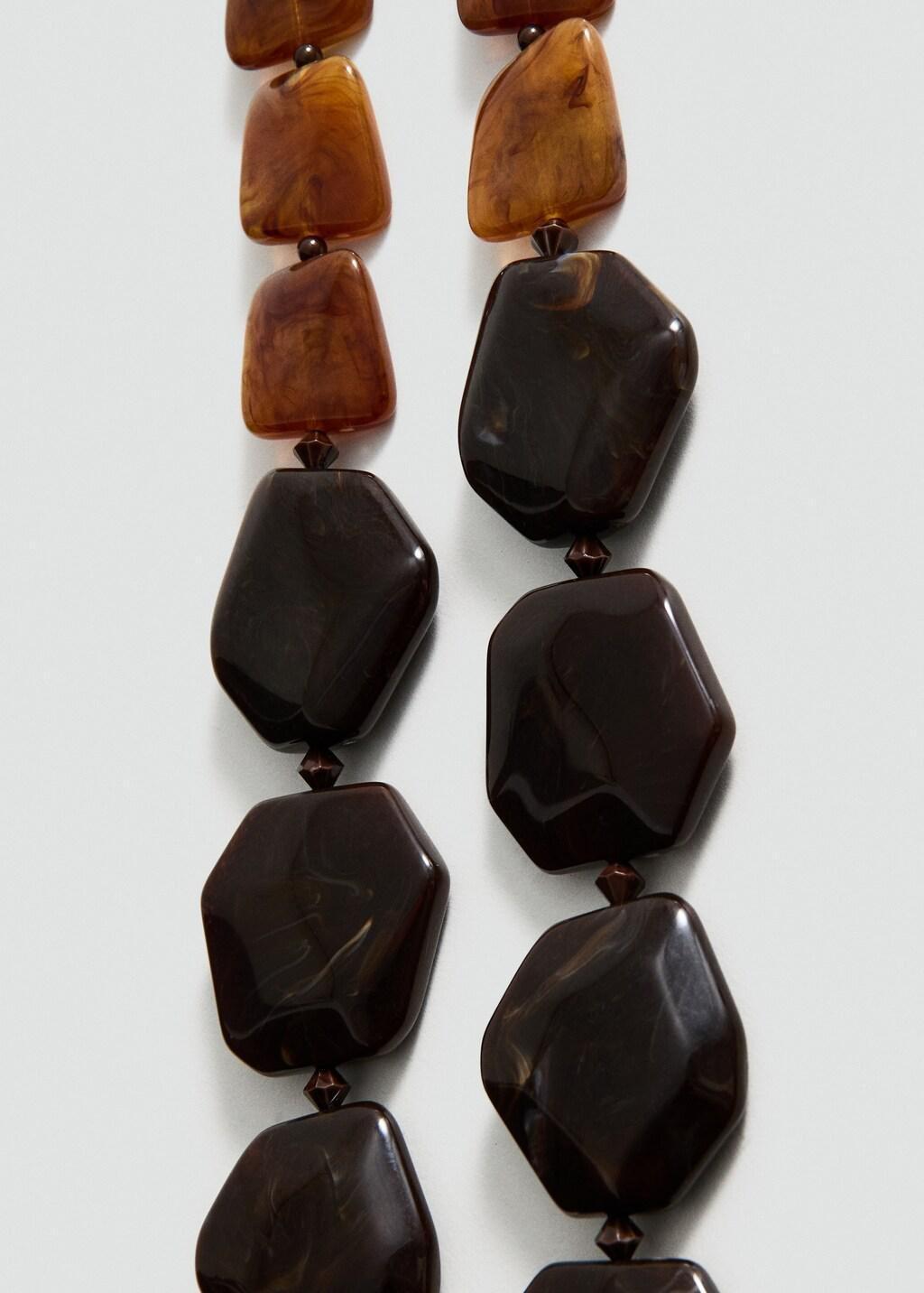 Brown Double Beaded Necklace, Brown, large image number 0