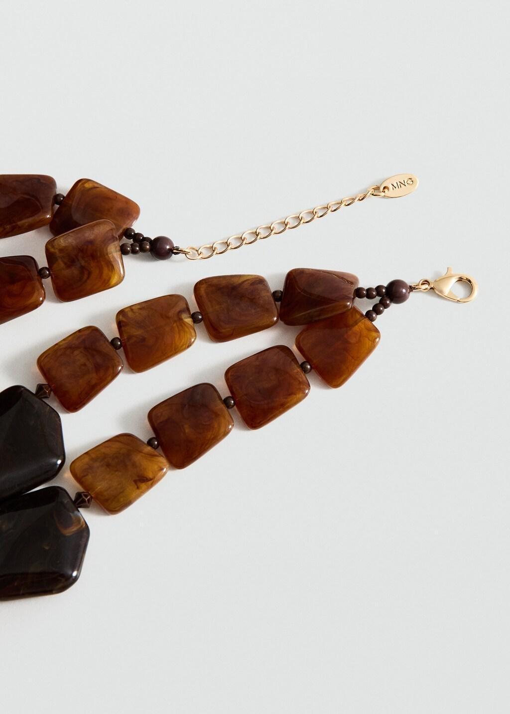 Brown Double Beaded Necklace, Brown, large image number 1