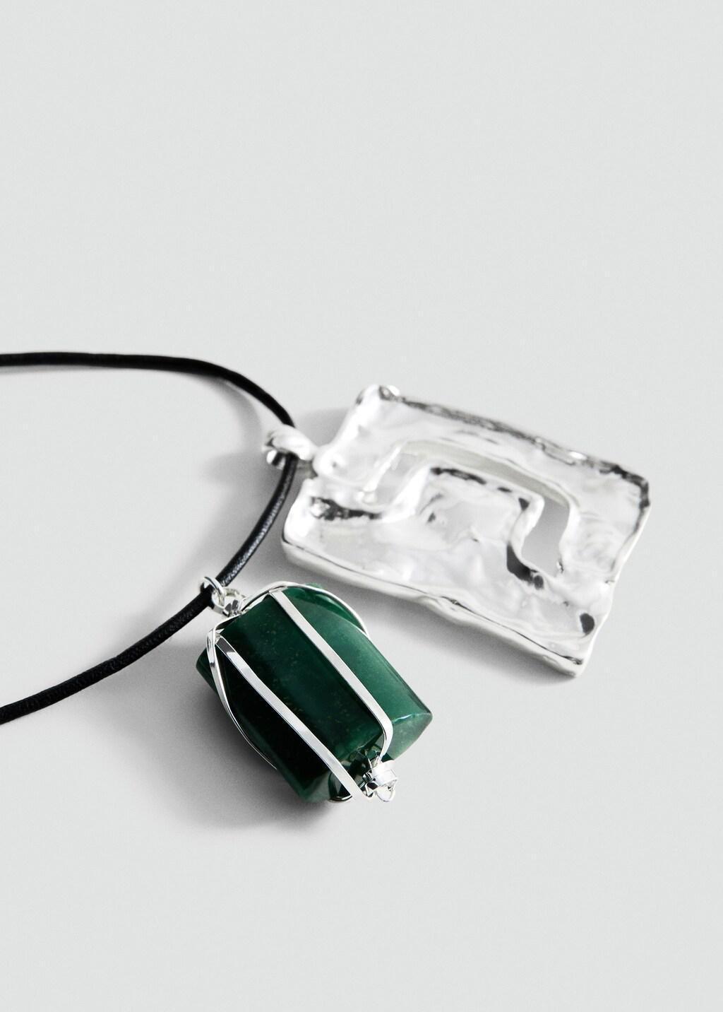 Silversemi-Precious Stone Combination Necklace, Silver, large image number 1